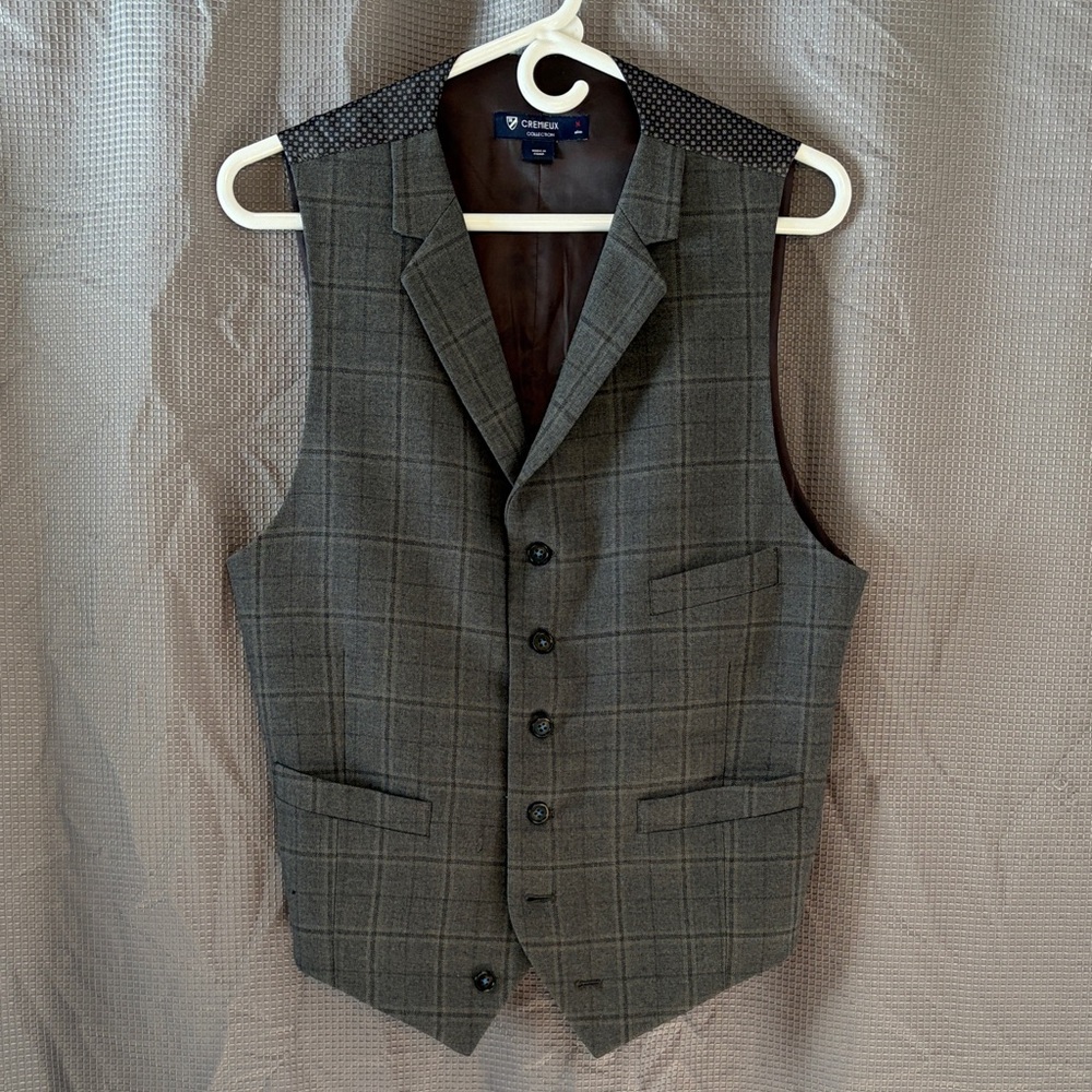 Men's Gray Checkered Vest by